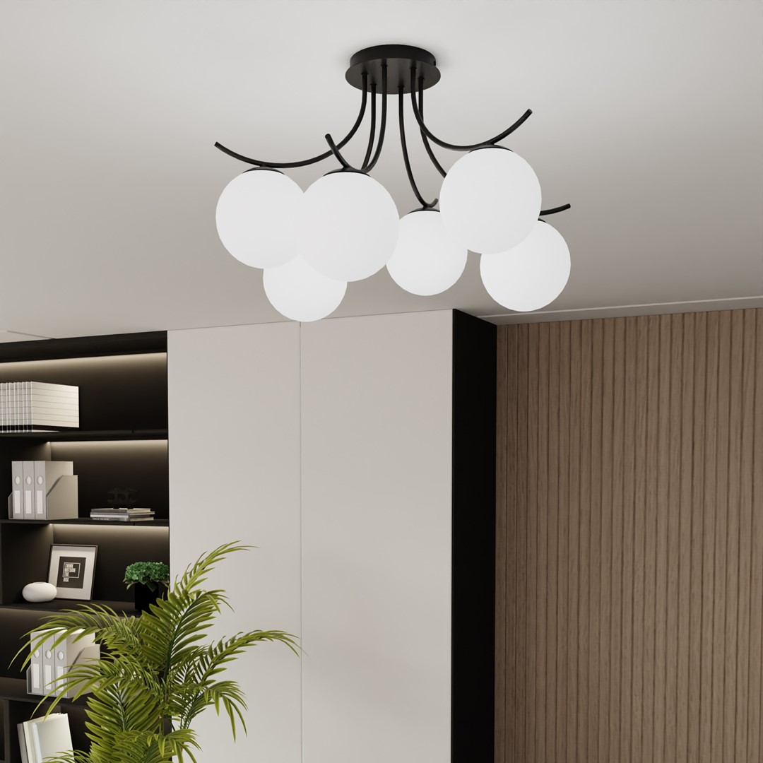Emibig Stropna svjetiljka BOSTON 230V 10W MAX LED E14 Čelik/ Staklo Crna