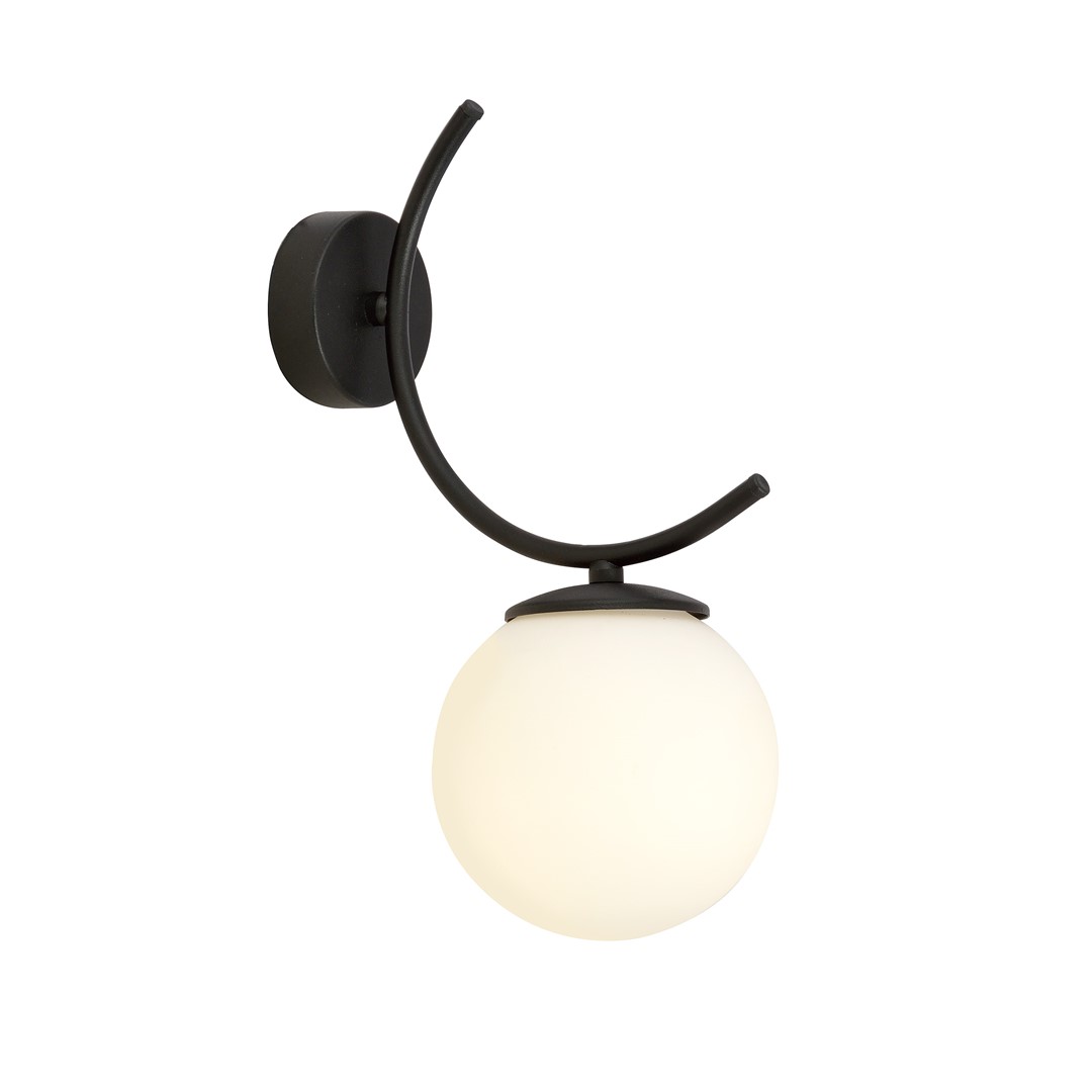 Emibig Zidna lampa BOSTON 230V 10W MAX LED E14 Čelik/ Staklo Crna