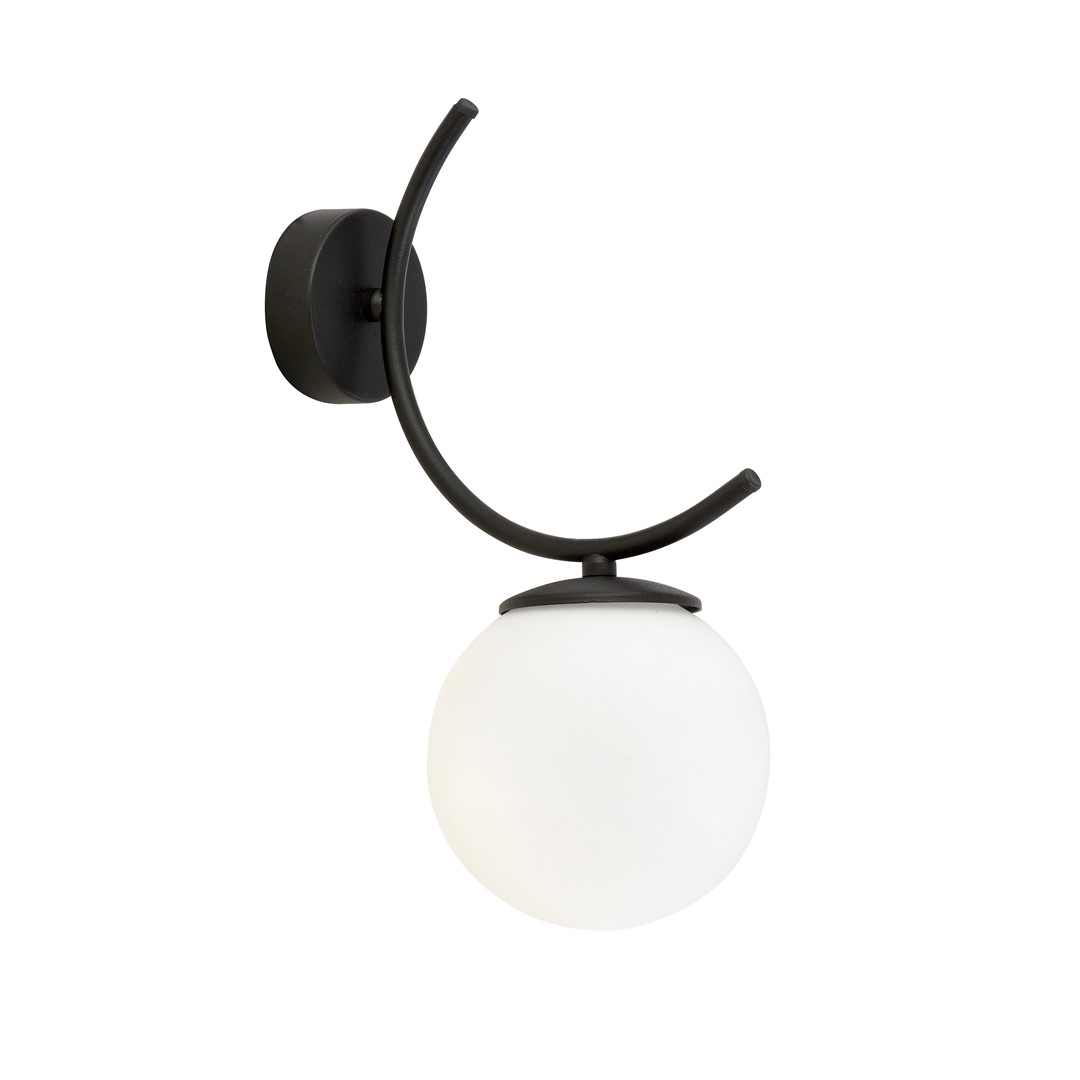 Emibig Zidna lampa BOSTON 230V 10W MAX LED E14 Čelik/ Staklo Crna