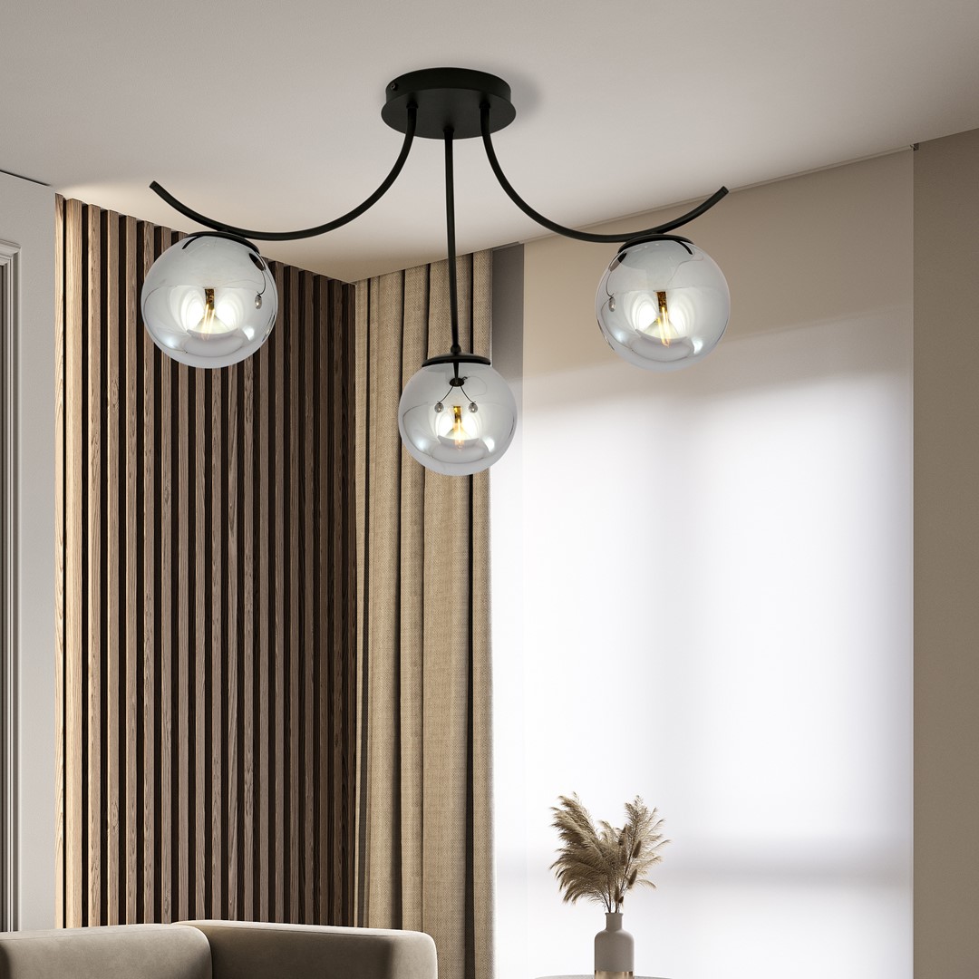 Emibig Stropna svjetiljka BOSTON 230V 10W MAX LED E14 Čelik/ Staklo Crna
