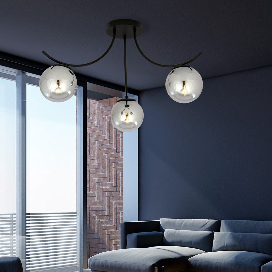 Emibig Stropna svjetiljka BOSTON 230V 10W MAX LED E14 Čelik/ Staklo Crna