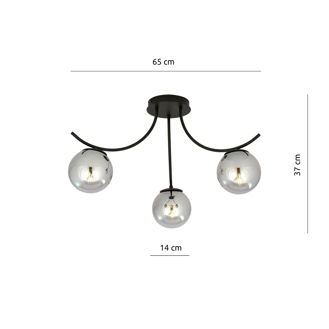 Emibig Stropna svjetiljka BOSTON 230V 10W MAX LED E14 Čelik/ Staklo Crna