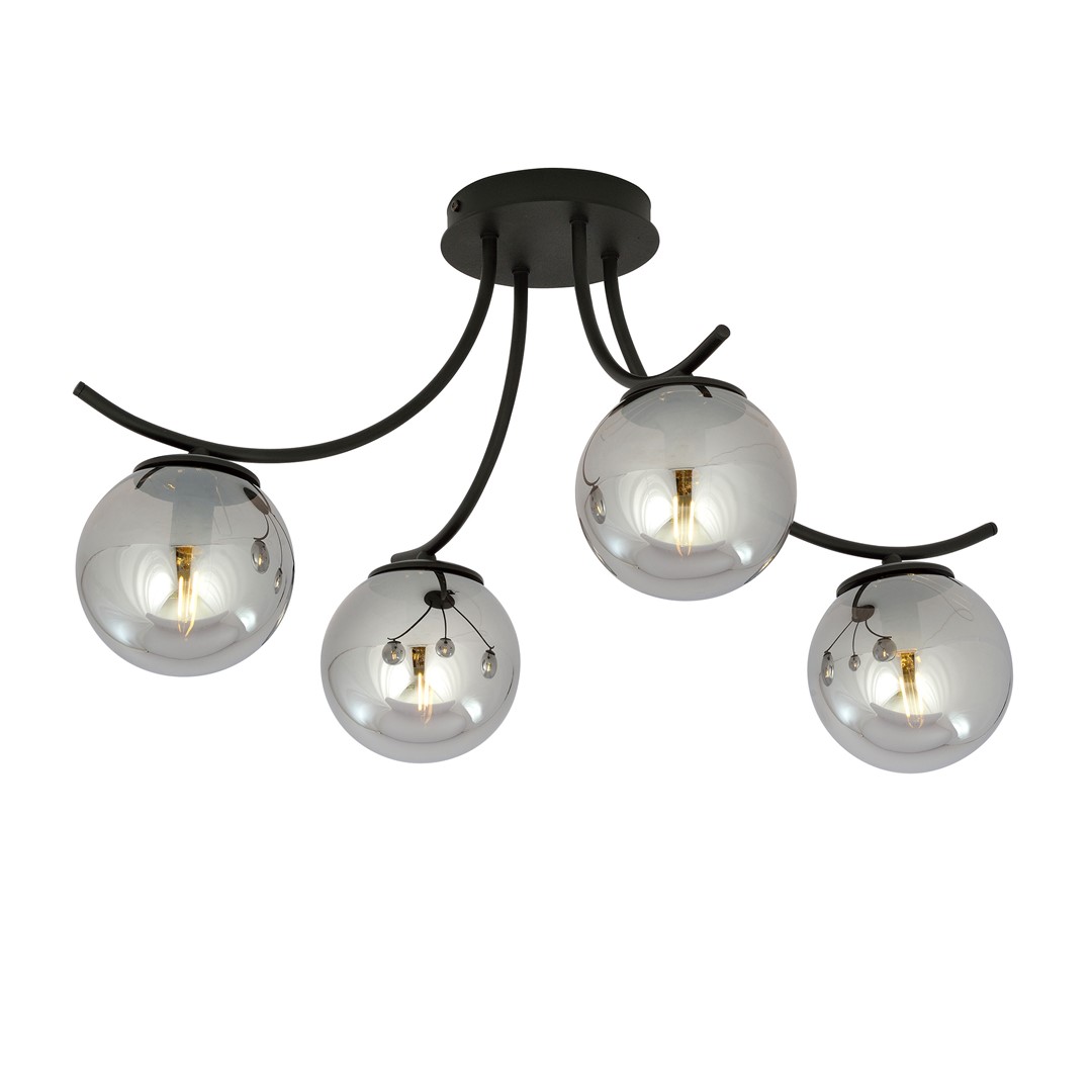 Emibig Stropna svjetiljka BOSTON 230V 10W MAX LED E14 Čelik/ Staklo Crna