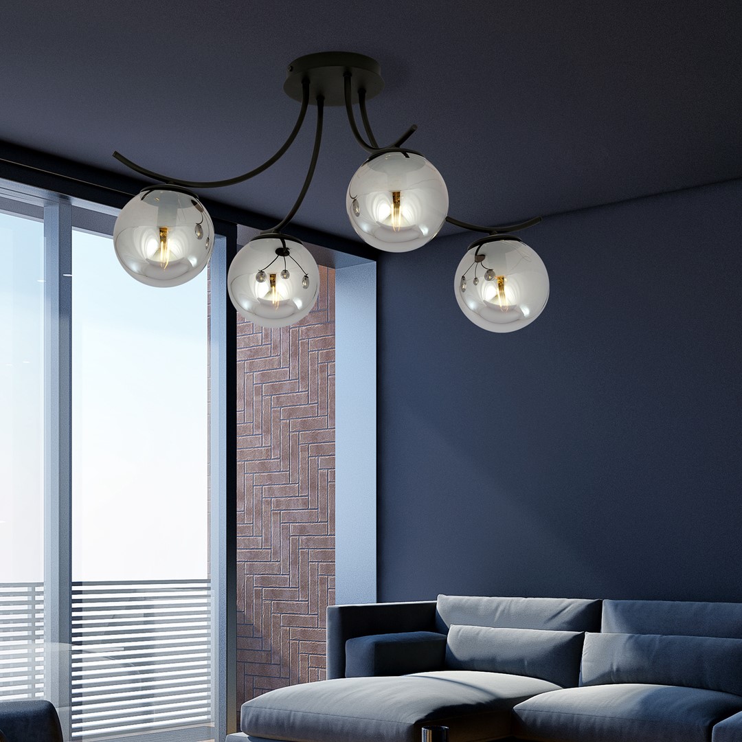 Emibig Stropna svjetiljka BOSTON 230V 10W MAX LED E14 Čelik/ Staklo Crna