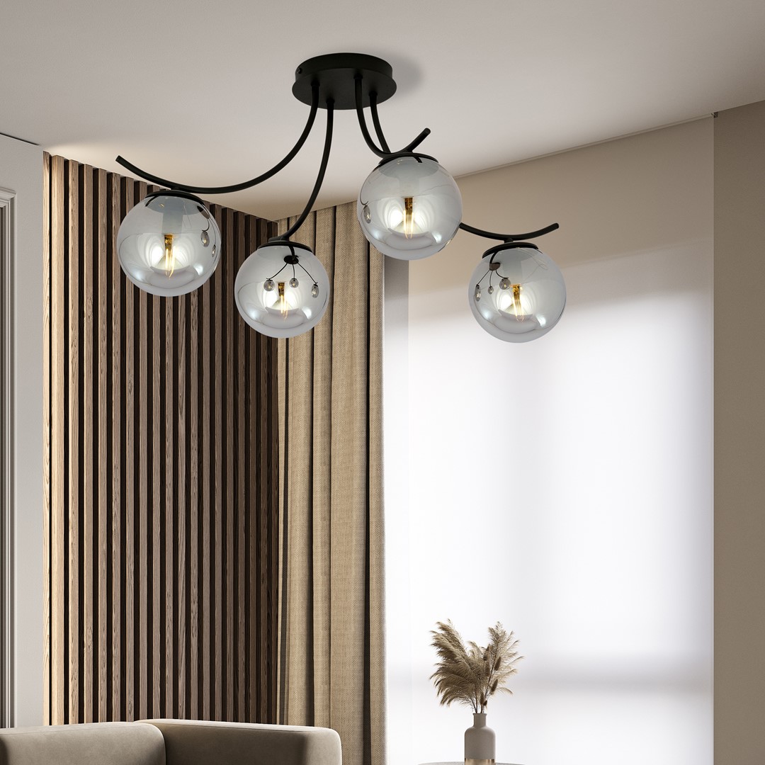 Emibig Stropna svjetiljka BOSTON 230V 10W MAX LED E14 Čelik/ Staklo Crna