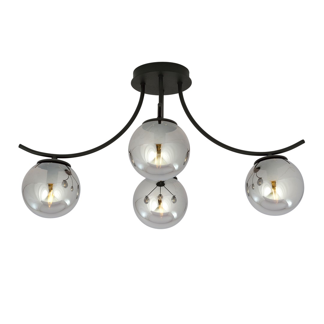 Emibig Stropna svjetiljka BOSTON 230V 10W MAX LED E14 Čelik/ Staklo Crna