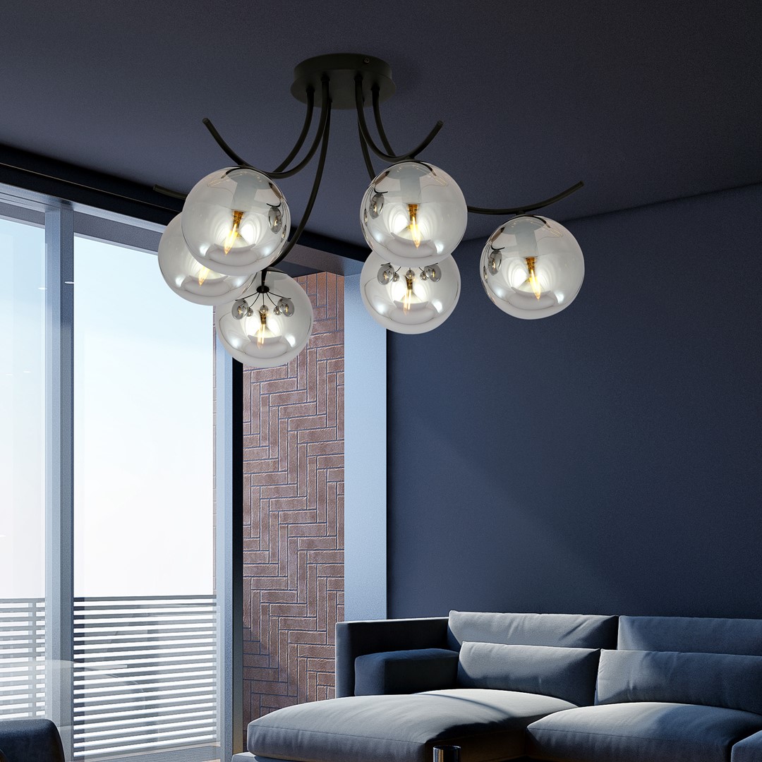 Emibig Stropna svjetiljka BOSTON 230V 10W MAX LED E14 Čelik/ Staklo Crna