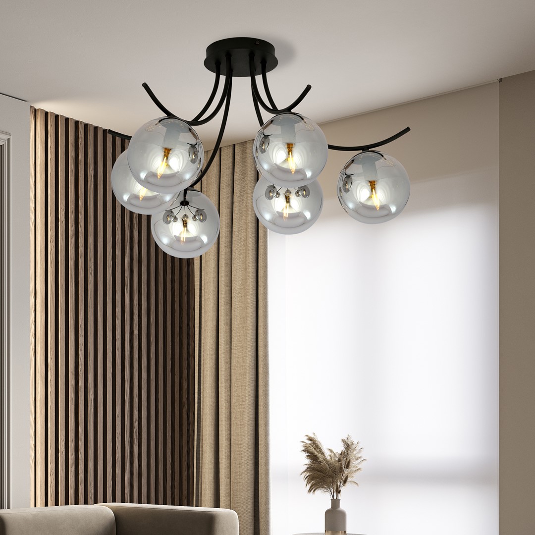 Emibig Stropna svjetiljka BOSTON 230V 10W MAX LED E14 Čelik/ Staklo Crna