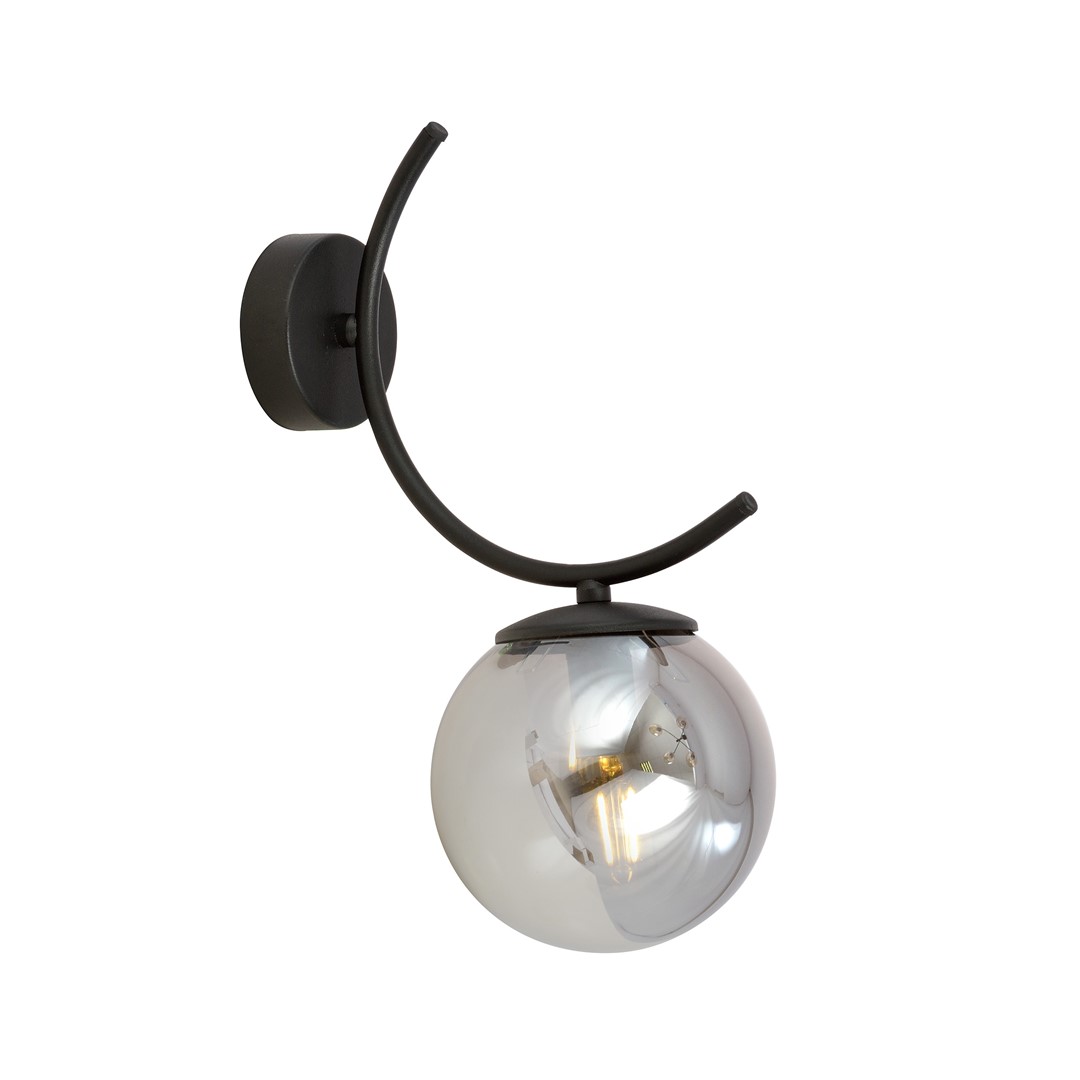 Emibig Zidna lampa BOSTON 230V 10W MAX LED E14 Čelik/ Staklo Crna