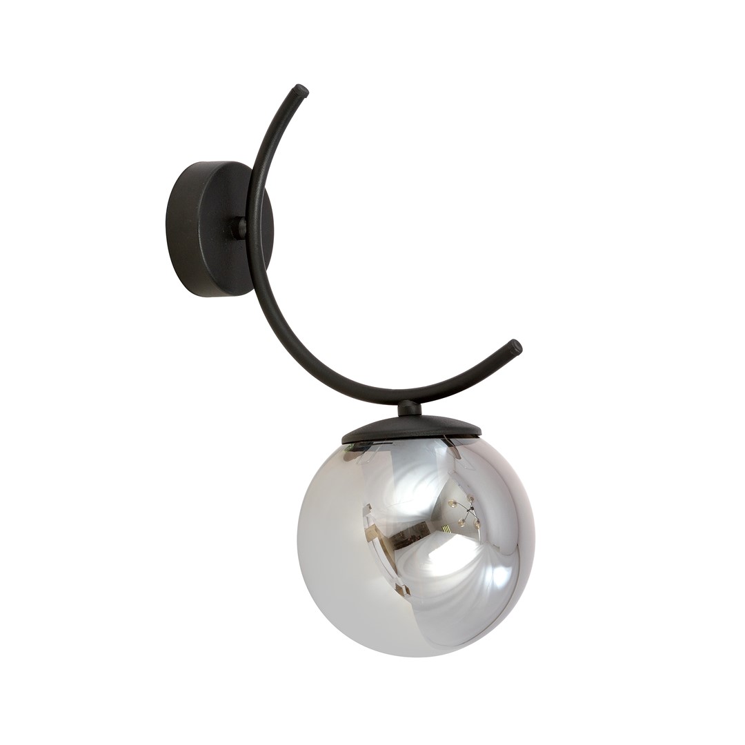 Emibig Zidna lampa BOSTON 230V 10W MAX LED E14 Čelik/ Staklo Crna
