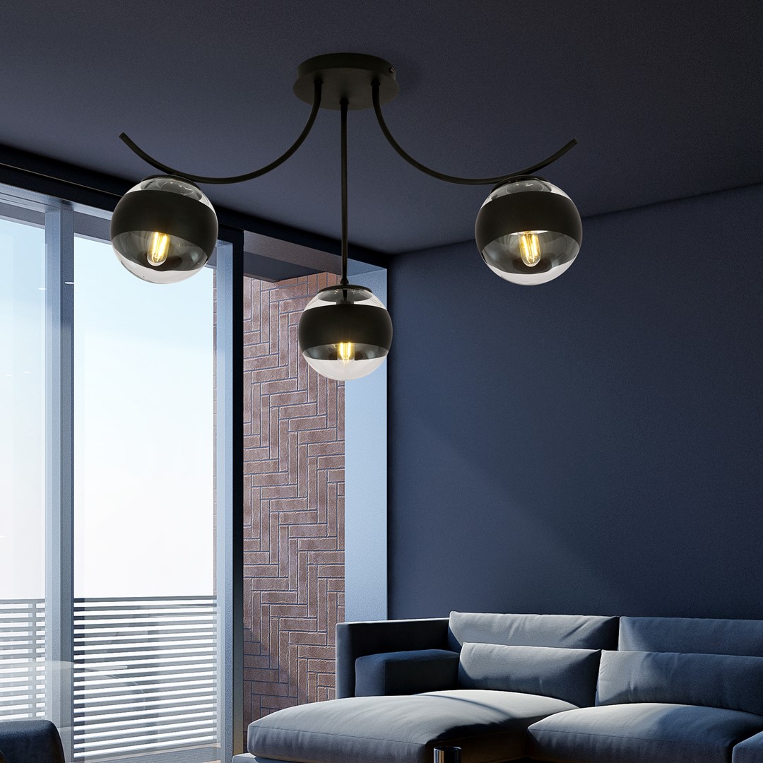 Emibig Stropna svjetiljka BOSTON 230V 10W MAX LED E14 Čelik/ Staklo Crna