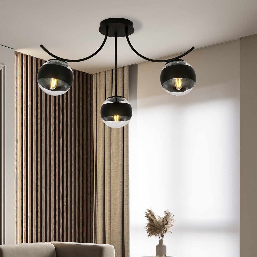 Emibig Stropna svjetiljka BOSTON 230V 10W MAX LED E14 Čelik/ Staklo Crna