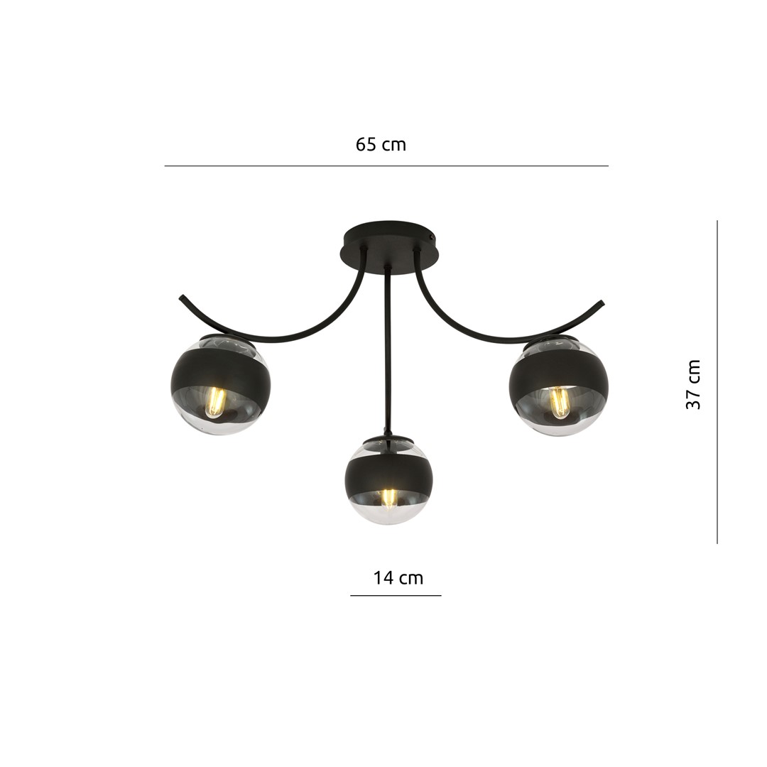 Emibig Stropna svjetiljka BOSTON 230V 10W MAX LED E14 Čelik/ Staklo Crna