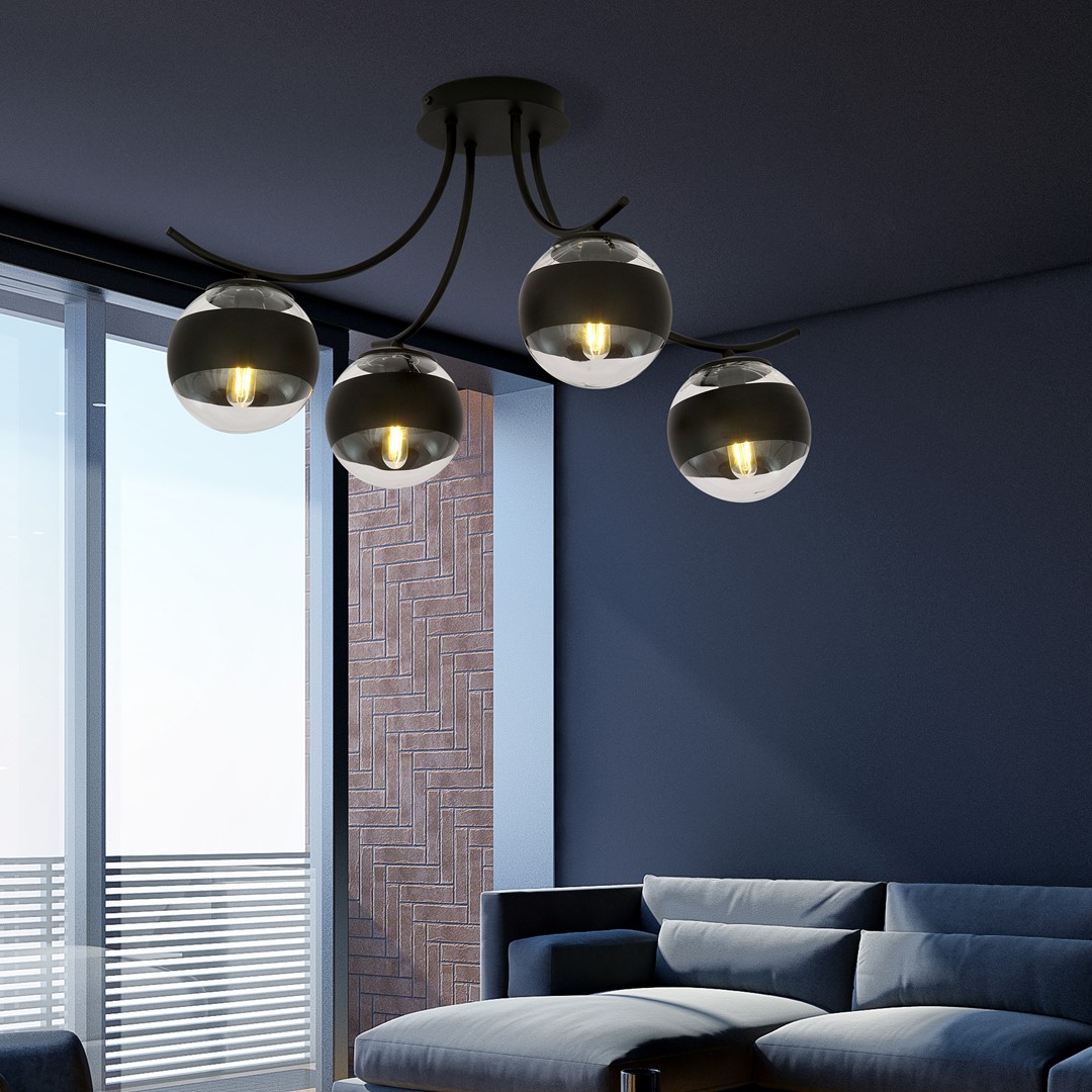 Emibig Stropna svjetiljka BOSTON 230V 10W MAX LED E14 Čelik/ Staklo Crna