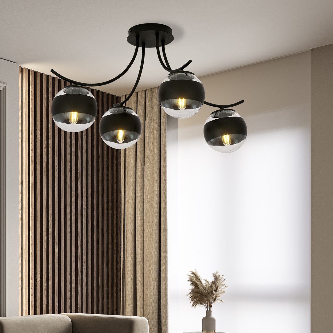 Emibig Stropna svjetiljka BOSTON 230V 10W MAX LED E14 Čelik/ Staklo Crna