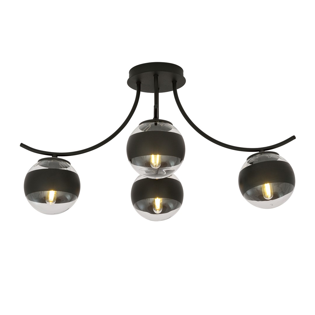 Emibig Stropna svjetiljka BOSTON 230V 10W MAX LED E14 Čelik/ Staklo Crna