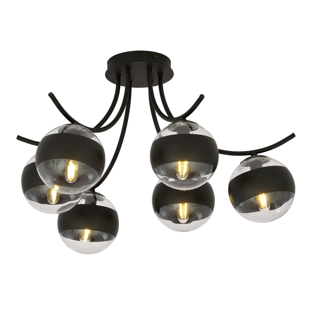 Emibig Stropna svjetiljka BOSTON 230V 10W MAX LED E14 Čelik/ Staklo Crna