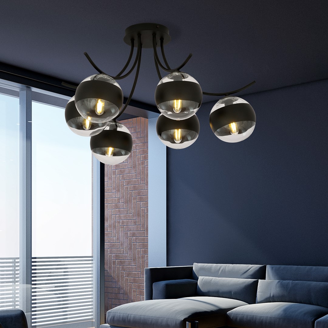 Emibig Stropna svjetiljka BOSTON 230V 10W MAX LED E14 Čelik/ Staklo Crna