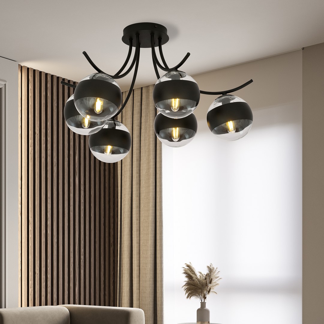 Emibig Stropna svjetiljka BOSTON 230V 10W MAX LED E14 Čelik/ Staklo Crna