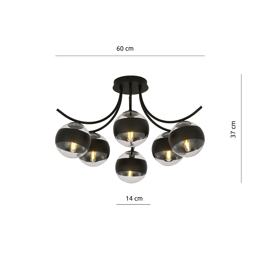 Emibig Stropna svjetiljka BOSTON 230V 10W MAX LED E14 Čelik/ Staklo Crna