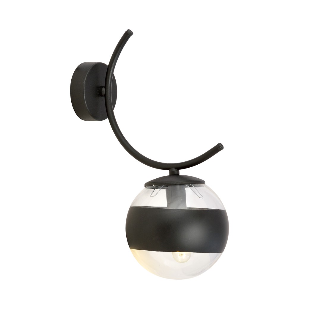 Emibig Zidna lampa BOSTON 230V 10W MAX LED E14 Čelik/ Staklo Crna