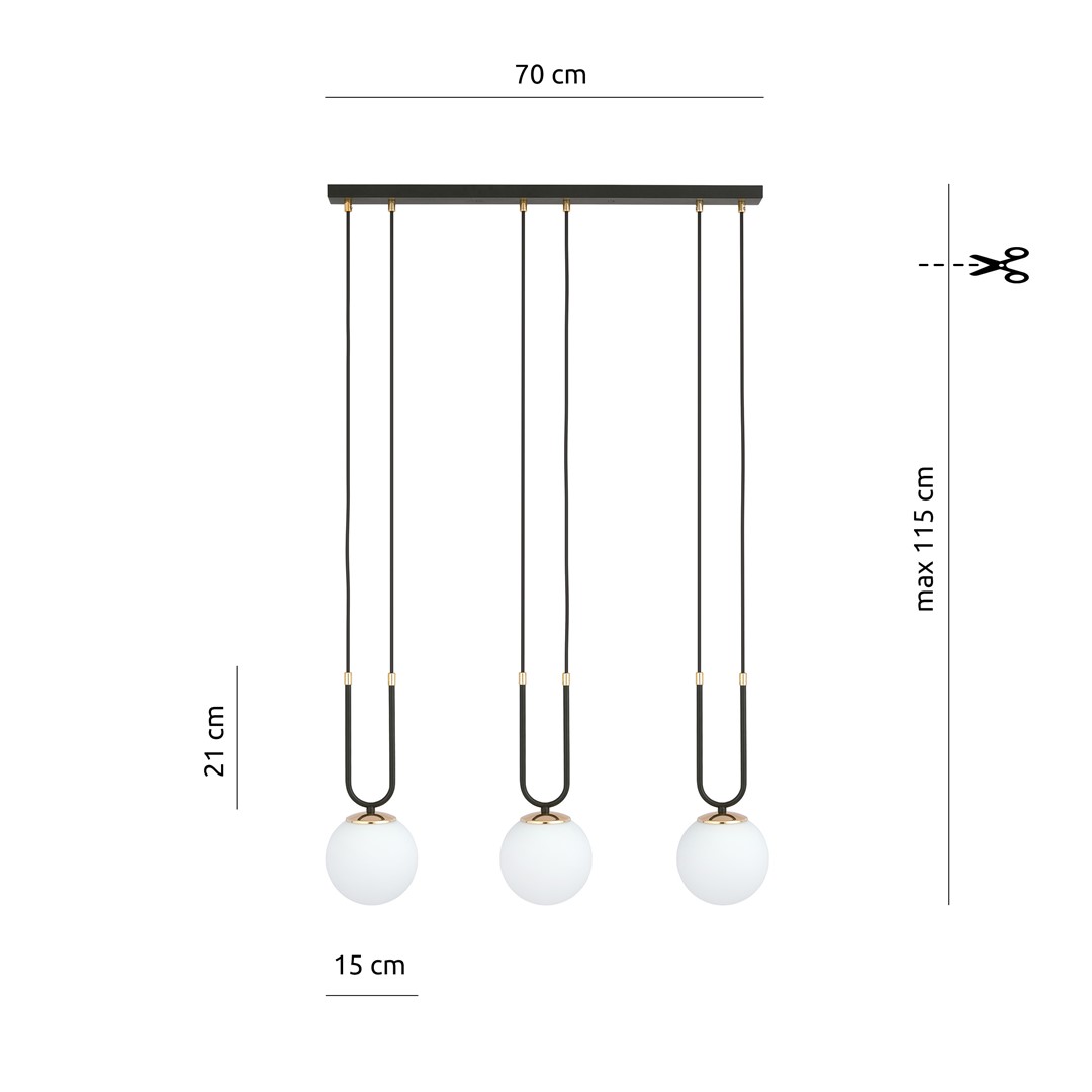 Emibig Visilica GLAM 230V 10W MAX LED E14 Čelik/ Staklo Crna