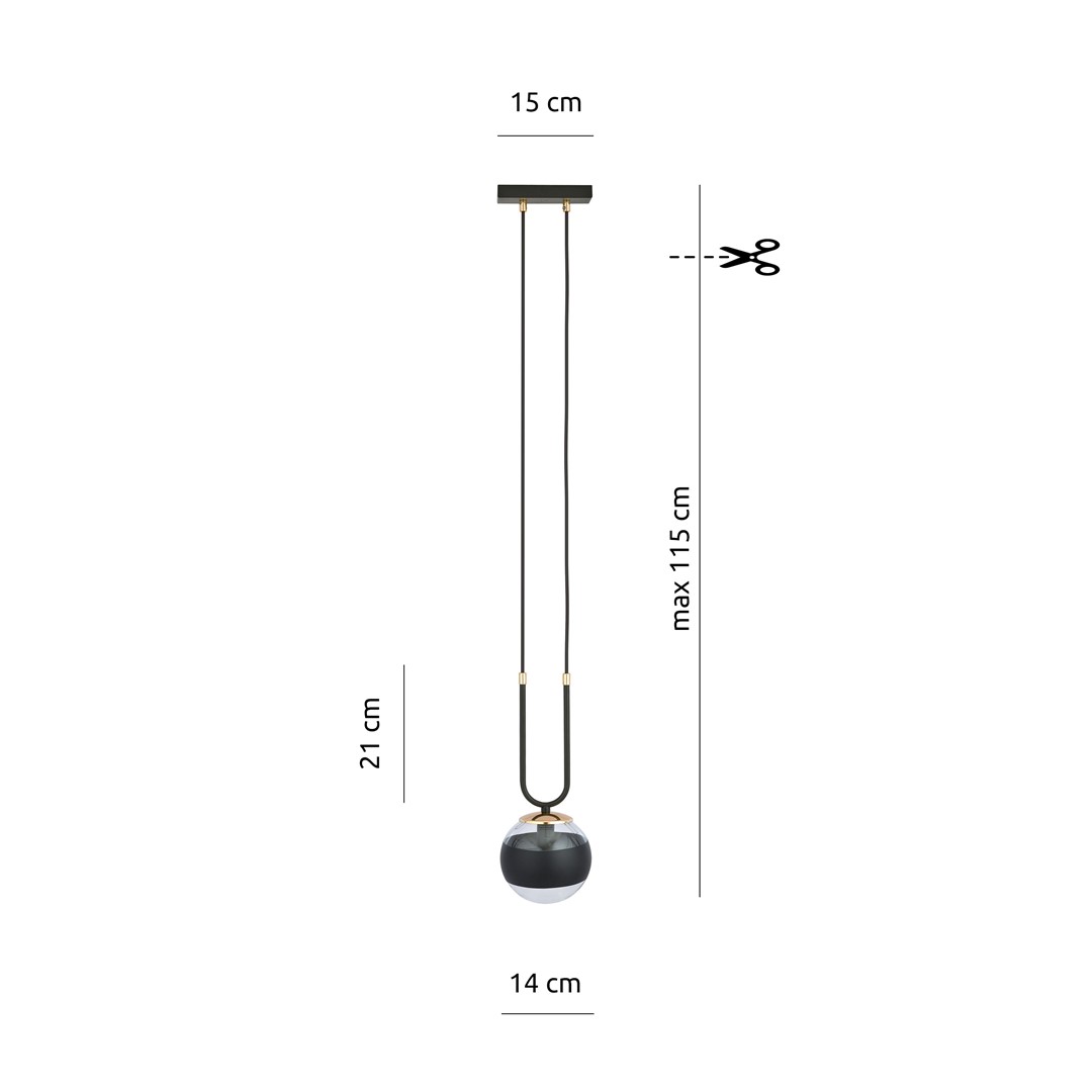 Emibig Visilica GLAM 230V 10W MAX LED E14 Čelik/ Staklo Crna