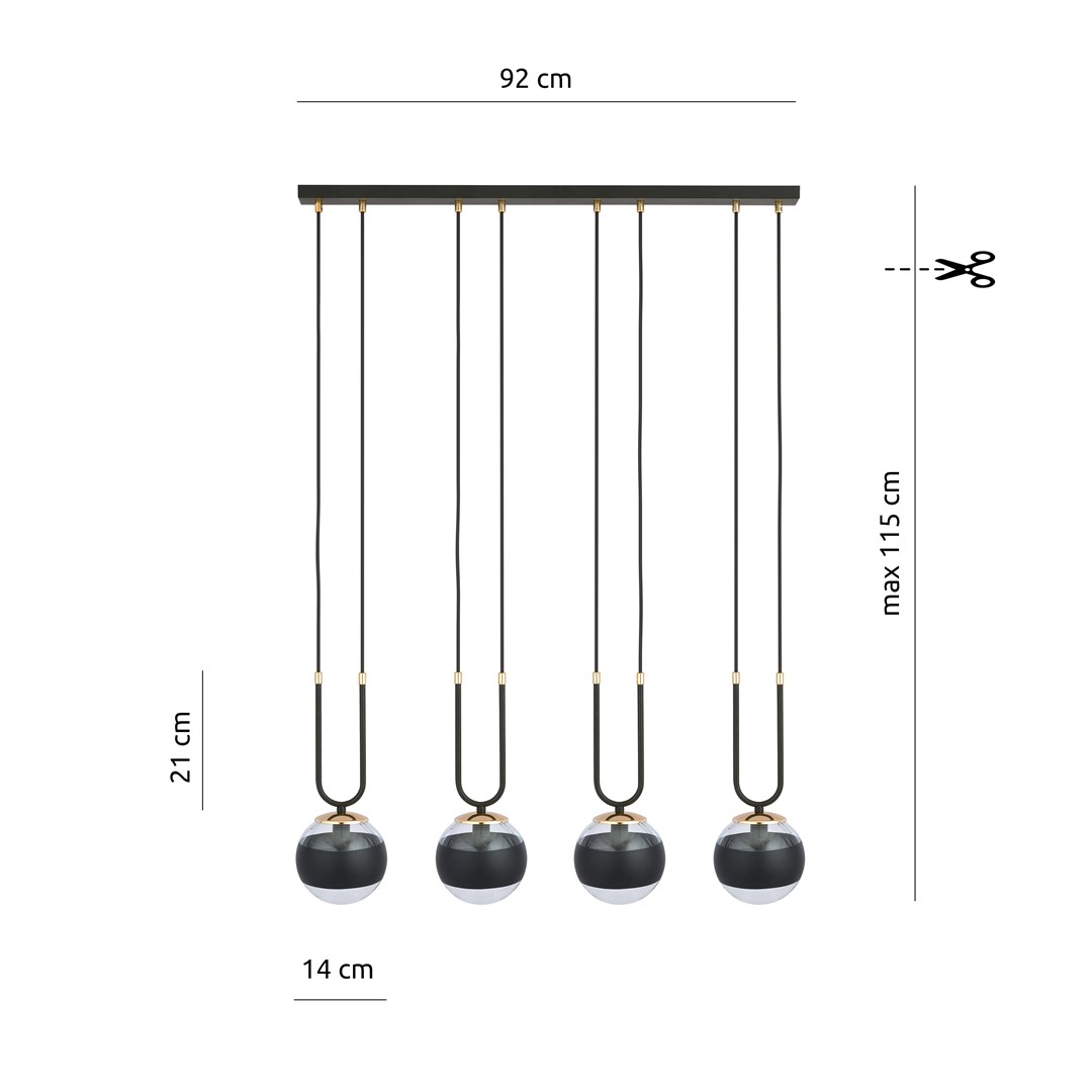 Emibig Visilica GLAM 230V 10W MAX LED E14 Čelik/ Staklo Crna