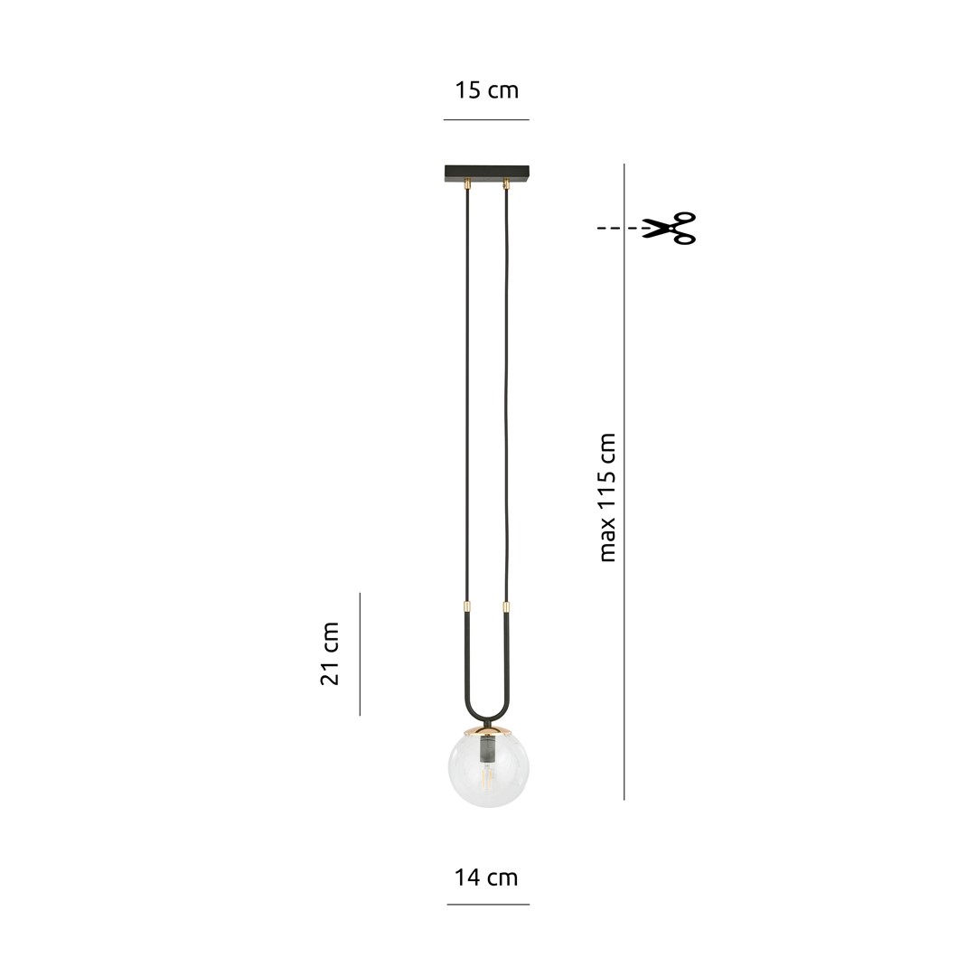 Emibig Visilica GLAM 230V 10W MAX LED E14 Čelik/ Staklo Crna
