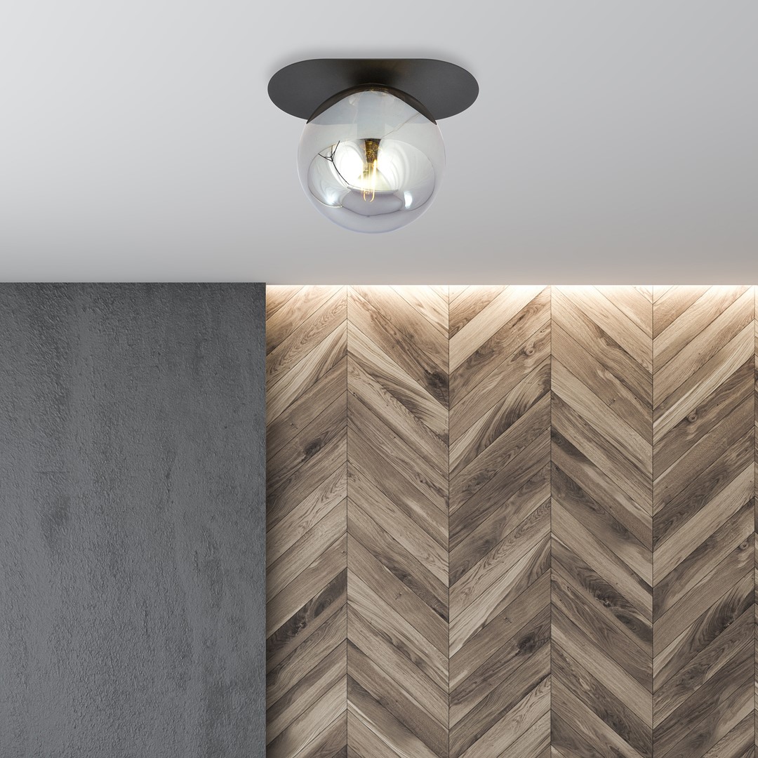 Emibig Stropna svjetiljka PLAZA 230V 10W MAX LED E14 Čelik/ Staklo Crna