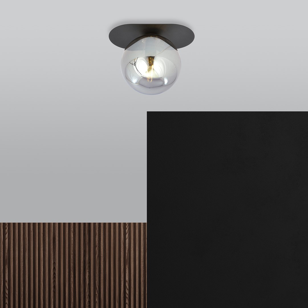 Emibig Stropna svjetiljka PLAZA 230V 10W MAX LED E14 Čelik/ Staklo Crna