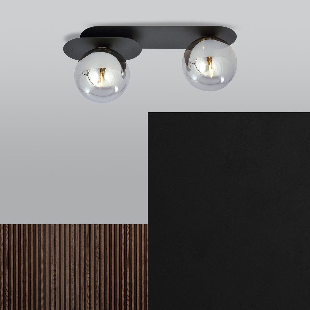 Emibig Stropna svjetiljka PLAZA 230V 10W MAX LED E14 Čelik/ Staklo Crna