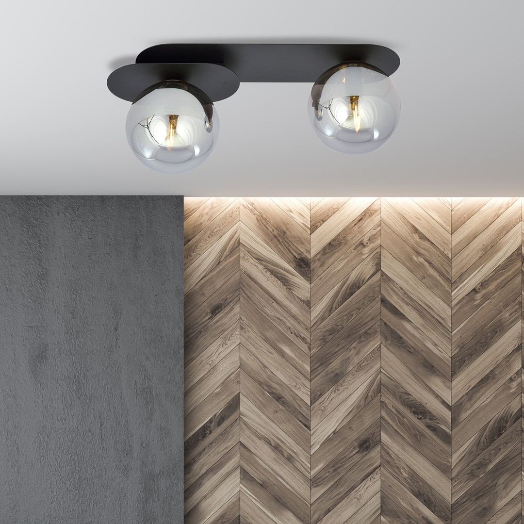 Emibig Stropna svjetiljka PLAZA 230V 10W MAX LED E14 Čelik/ Staklo Crna