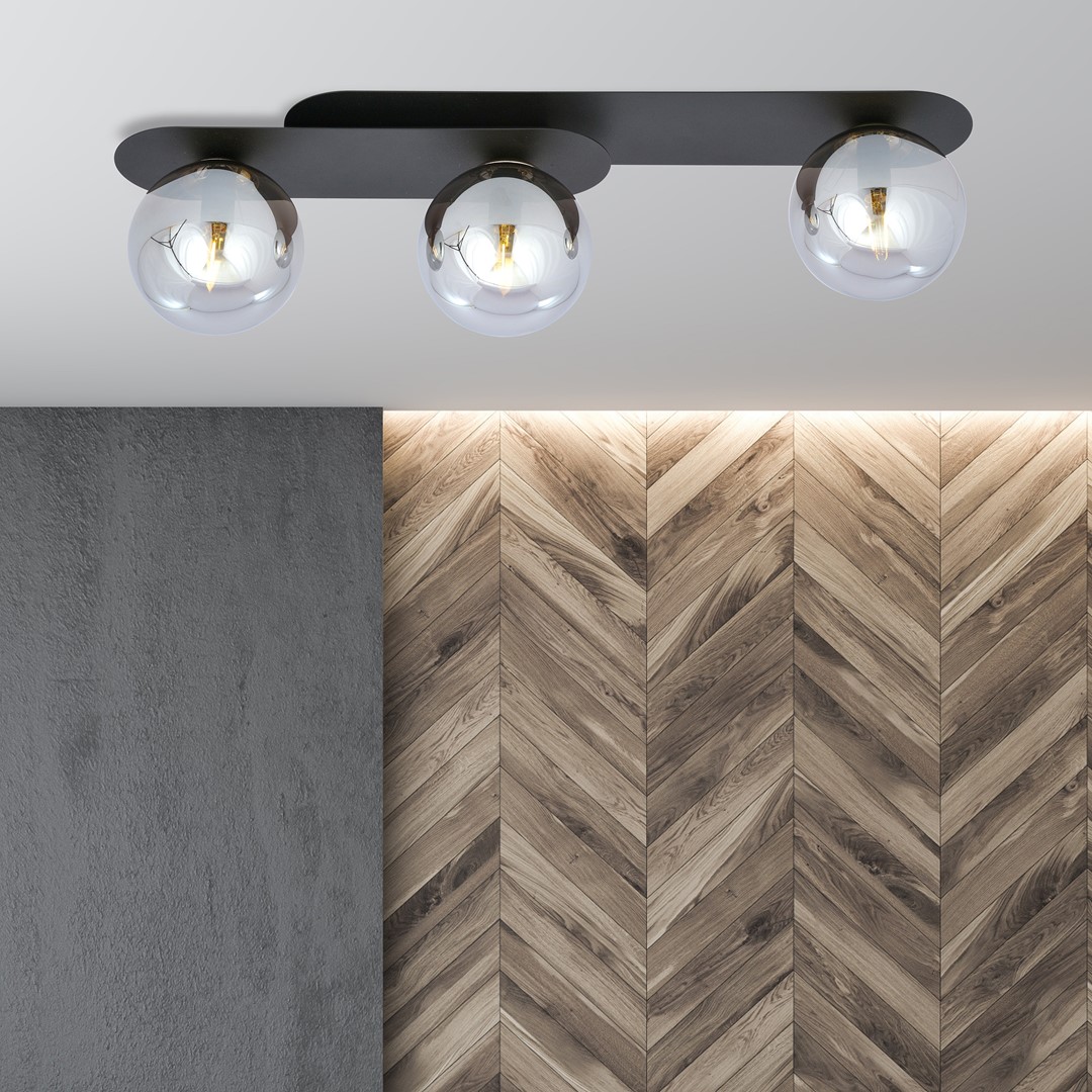 Emibig Stropna svjetiljka PLAZA 230V 10W MAX LED E14 Čelik/ Staklo Crna