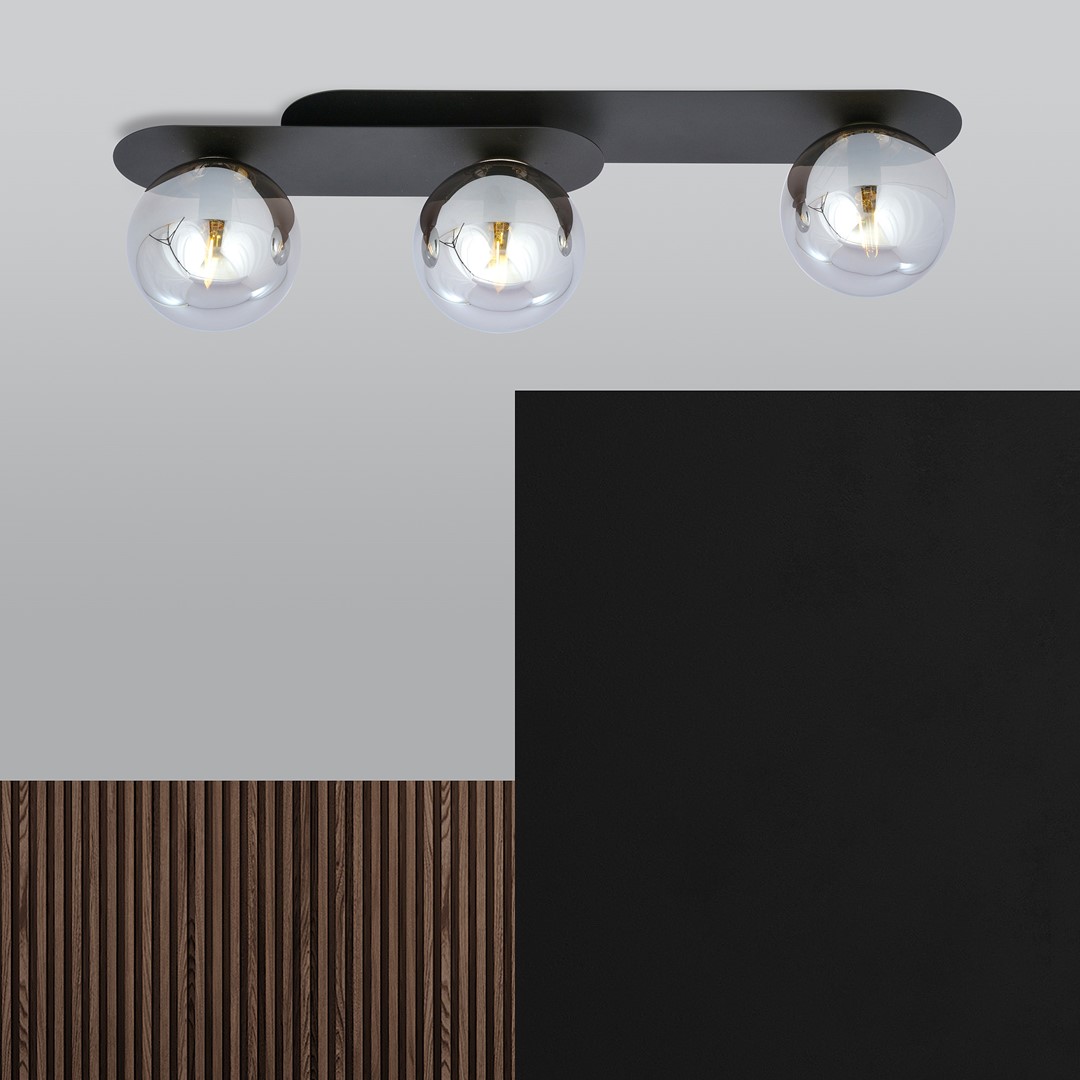 Emibig Stropna svjetiljka PLAZA 230V 10W MAX LED E14 Čelik/ Staklo Crna