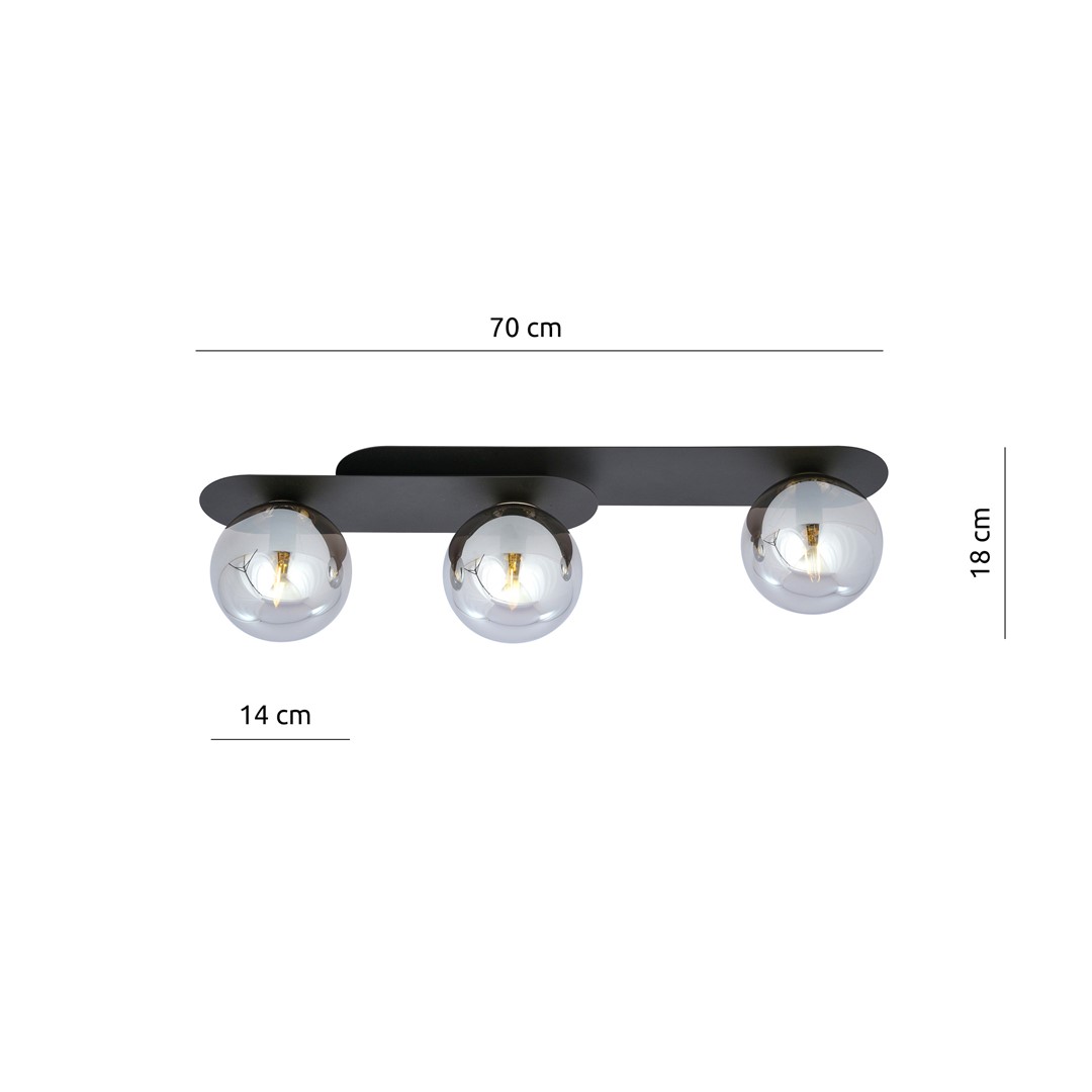 Emibig Stropna svjetiljka PLAZA 230V 10W MAX LED E14 Čelik/ Staklo Crna
