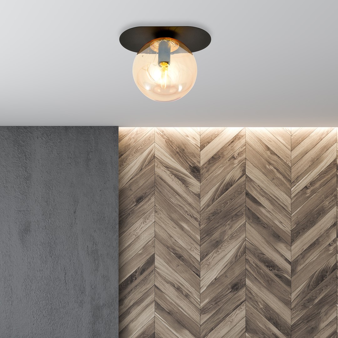 Emibig Stropna svjetiljka PLAZA 230V 10W MAX LED E14 Čelik/ Staklo Crna