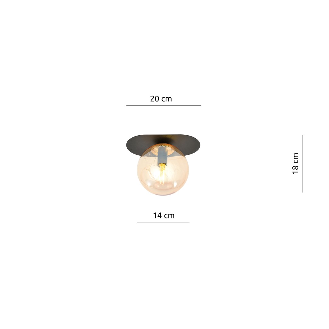 Emibig Stropna svjetiljka PLAZA 230V 10W MAX LED E14 Čelik/ Staklo Crna