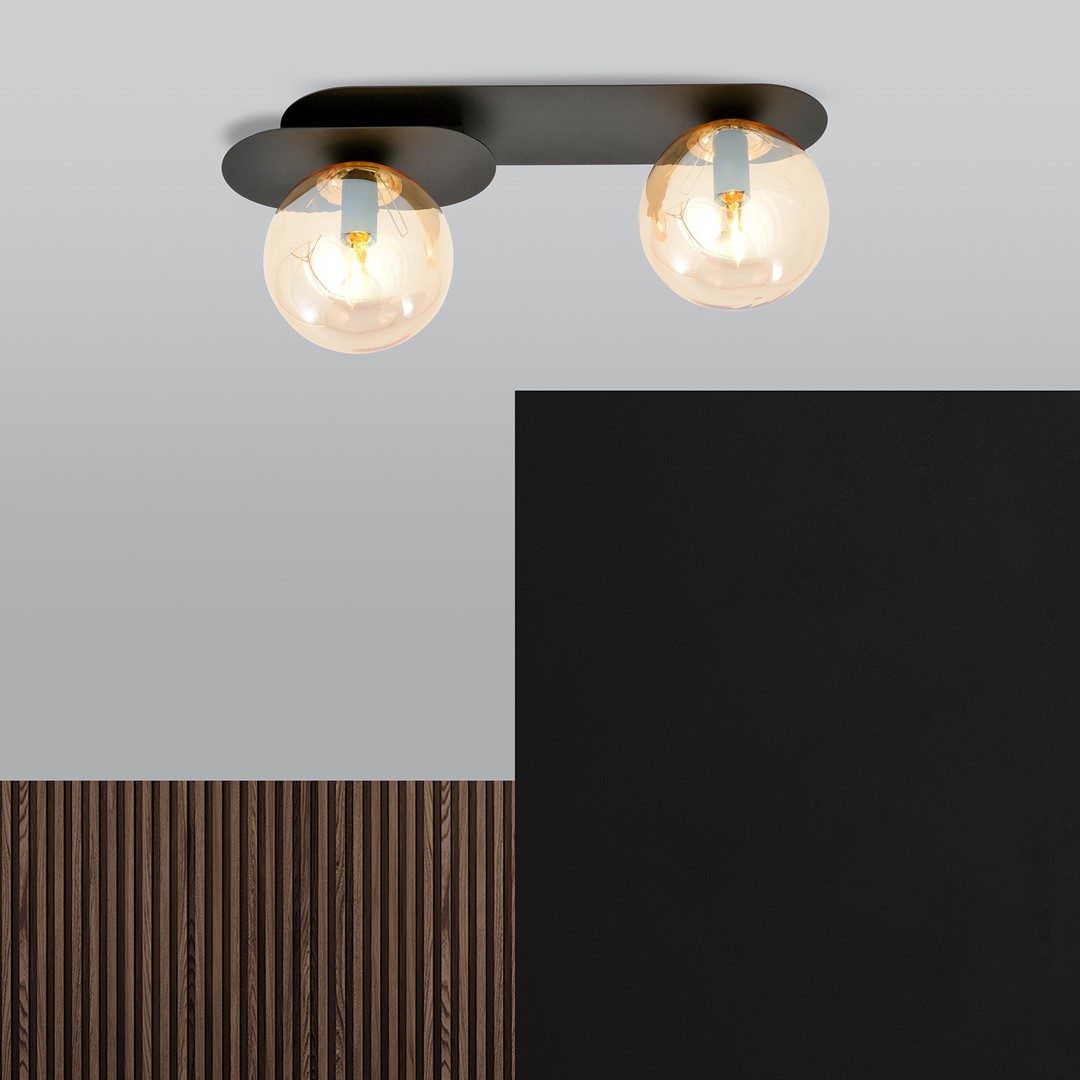 Emibig Stropna svjetiljka PLAZA 230V 10W MAX LED E14 Čelik/ Staklo Crna