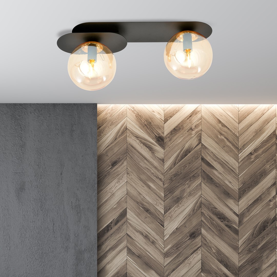 Emibig Stropna svjetiljka PLAZA 230V 10W MAX LED E14 Čelik/ Staklo Crna
