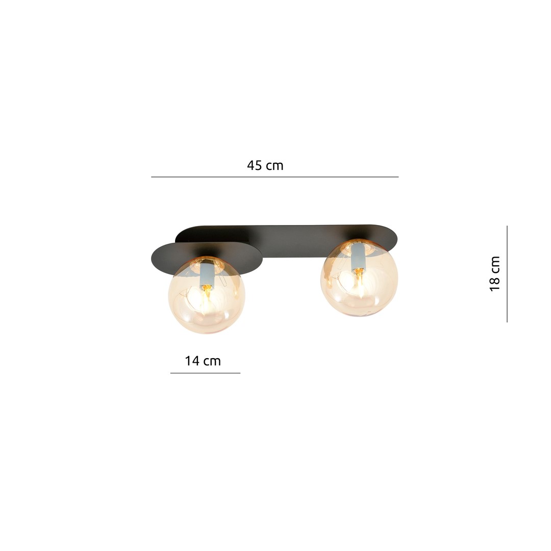 Emibig Stropna svjetiljka PLAZA 230V 10W MAX LED E14 Čelik/ Staklo Crna