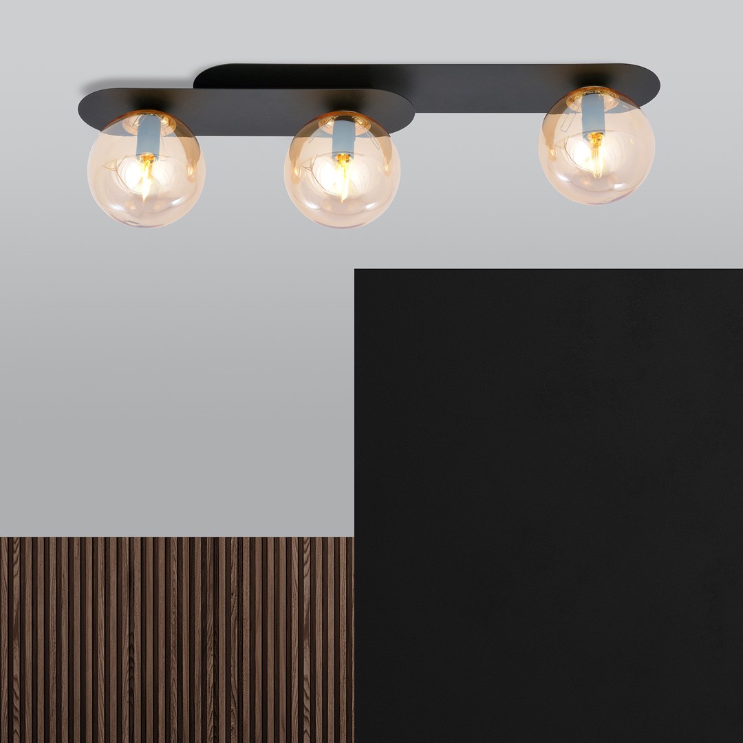 Emibig Stropna svjetiljka PLAZA 230V 10W MAX LED E14 Čelik/ Staklo Crna