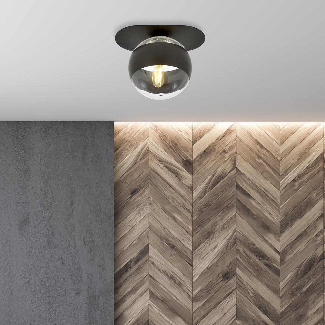 Emibig Stropna svjetiljka PLAZA 230V 10W MAX LED E14 Čelik/ Staklo Crna