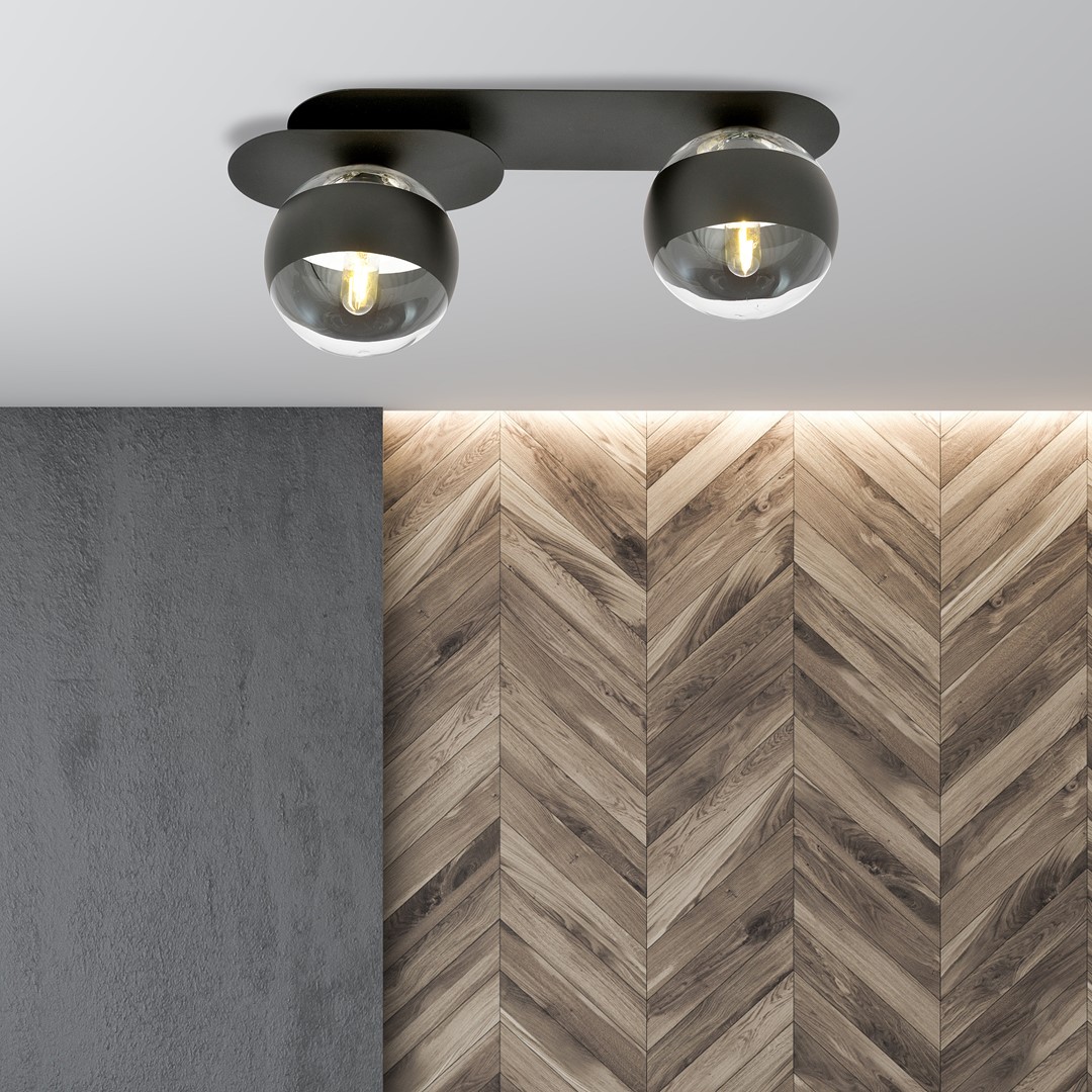 Emibig Stropna svjetiljka PLAZA 230V 10W MAX LED E14 Čelik/ Staklo Crna