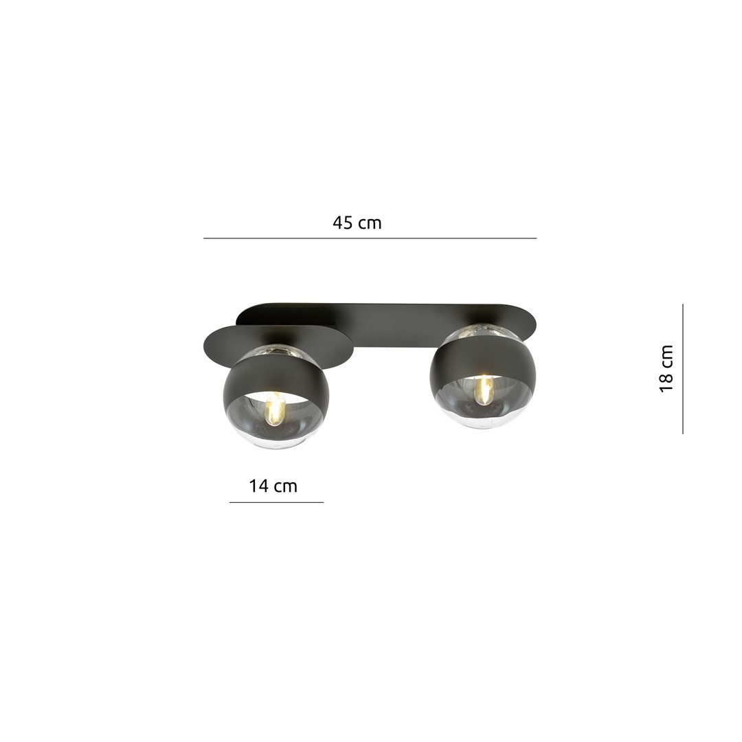 Emibig Stropna svjetiljka PLAZA 230V 10W MAX LED E14 Čelik/ Staklo Crna
