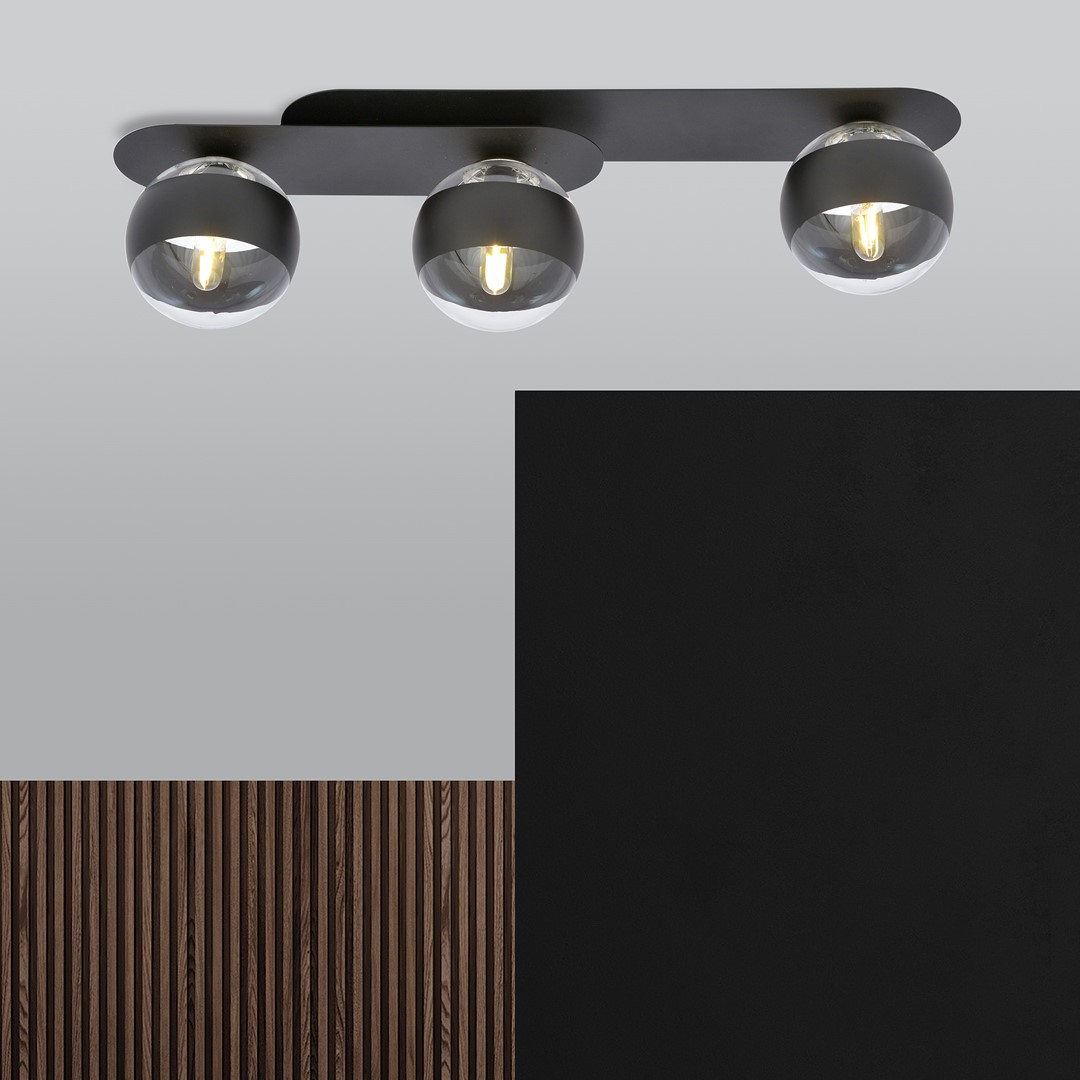 Emibig Stropna svjetiljka PLAZA 230V 10W MAX LED E14 Čelik/ Staklo Crna