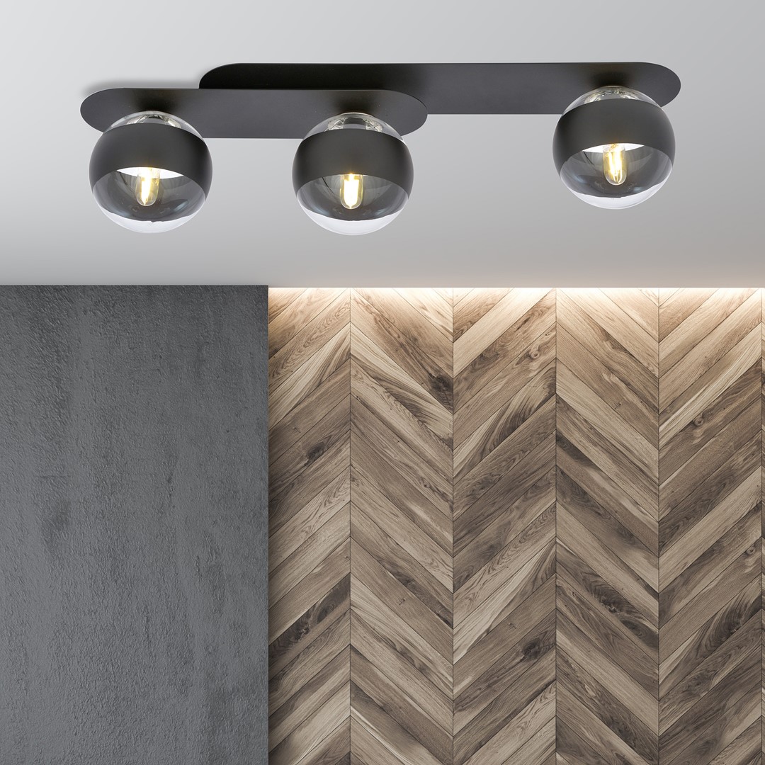 Emibig Stropna svjetiljka PLAZA 230V 10W MAX LED E14 Čelik/ Staklo Crna