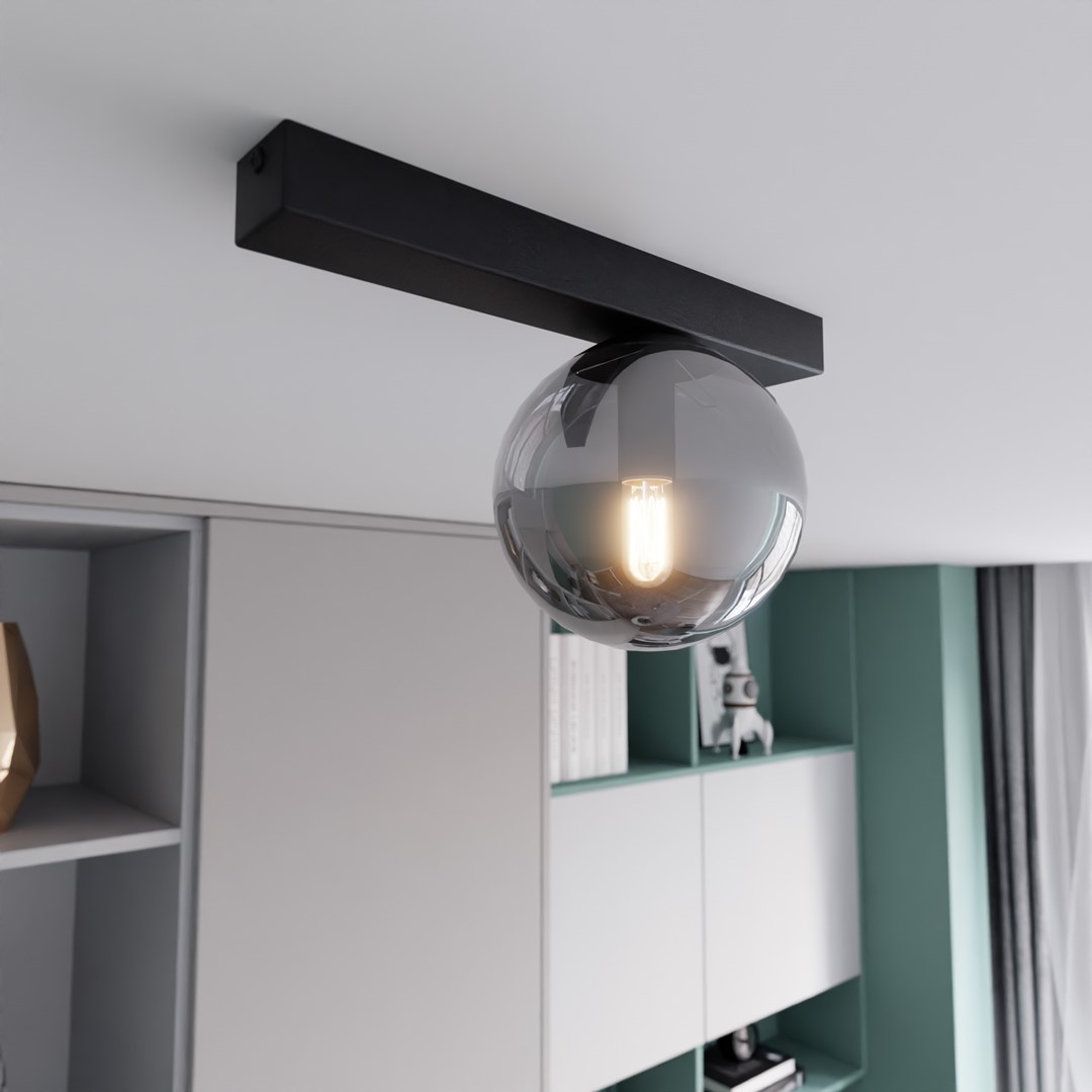 Emibig Stropna svjetiljka FIT 230V 10W MAX LED E14 Čelik/ Staklo Crna