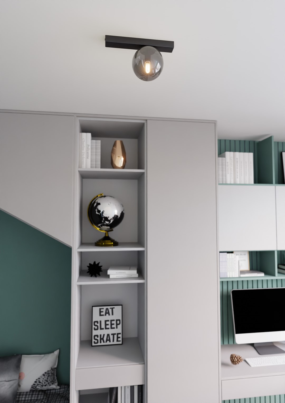 Emibig Stropna svjetiljka FIT 230V 10W MAX LED E14 Čelik/ Staklo Crna