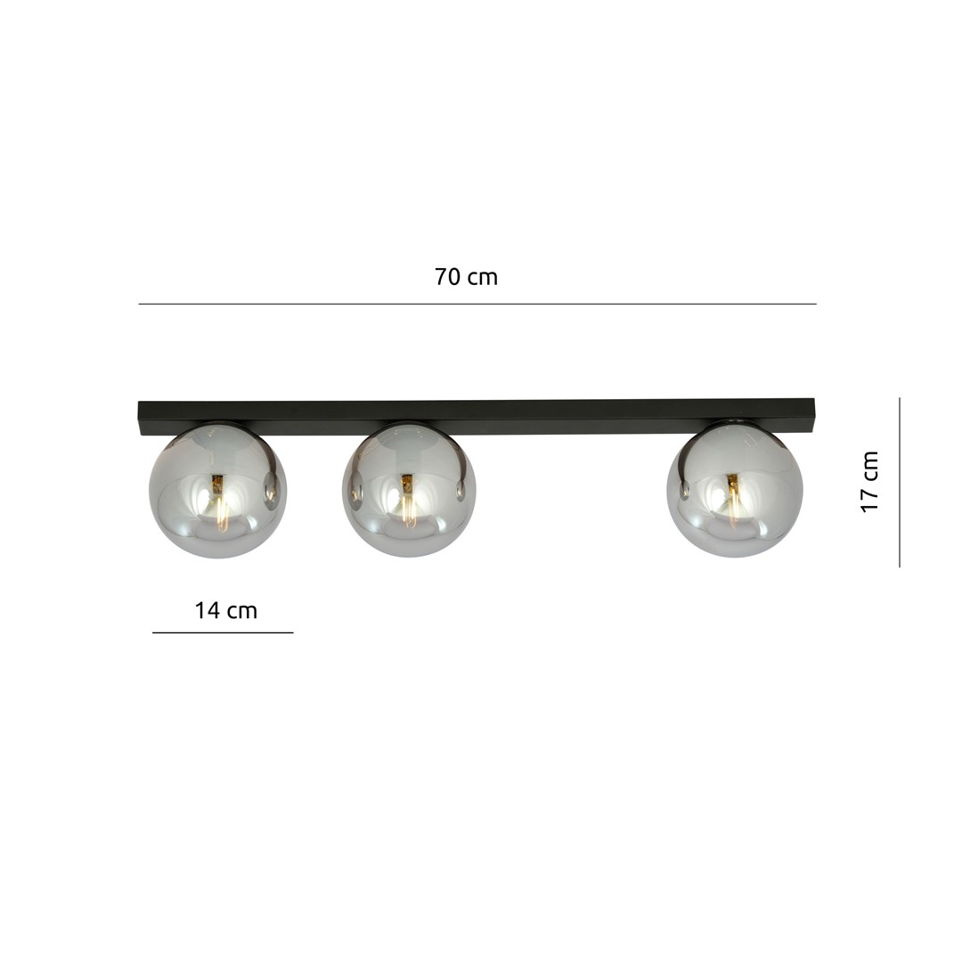 Emibig Stropna svjetiljka FIT 230V 10W MAX LED E14 Čelik/ Staklo Crna